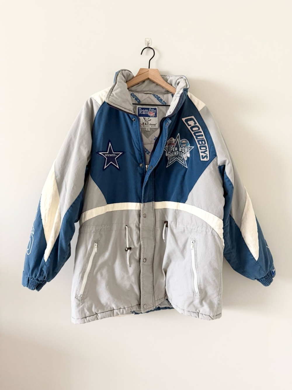 Triple FAT Goose Team NFL Vintage Cowboys Bomber Jacket in Blue & Gray Size L